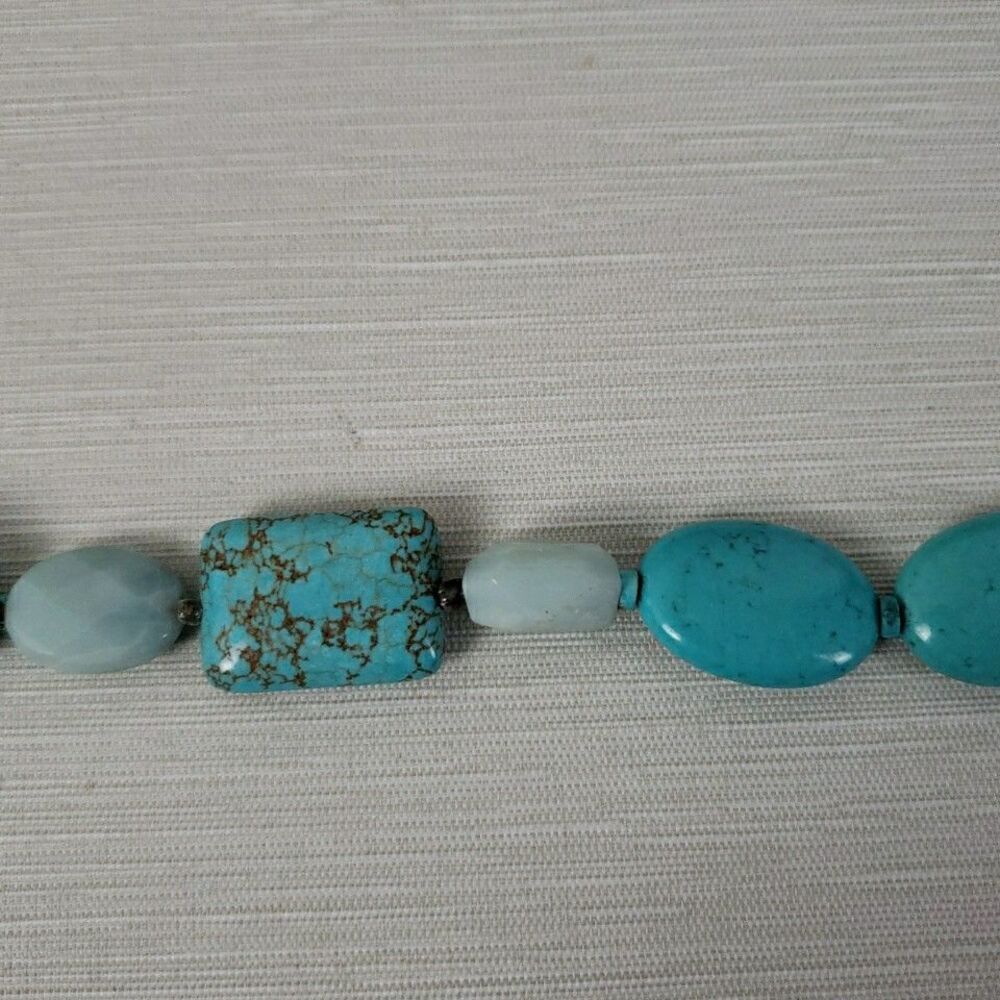 Tica Rosa Turquoise Howlite Amazonite Multi-Stone Necklace 17" Sterling .925 - Picture 11 of 16